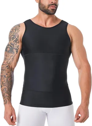 Mens Body Shaper, Compression Shapewear Vest Slimming Undershirt Tank Top, Tummy Control Chest, Hide Gynecomastia