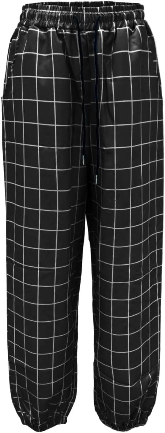 Men's Casual Plaid Pants Drawstring Stretch Dress Pants Slim Fit Skinny Chinos Tapered Business Casual Cinch Pants