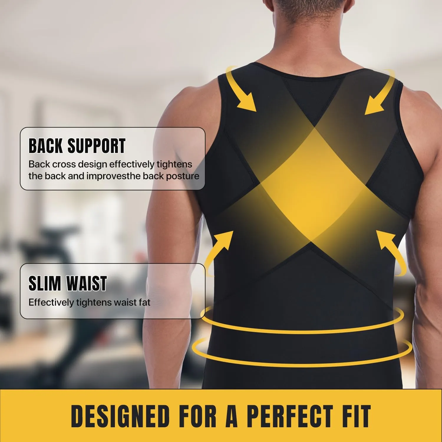 Mens Compression Zipper Vest,Gynecomastia Tummy Control Shirt,Back Support Shapewear Slimming Undershirt