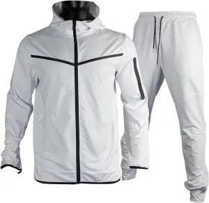 Men's Cotton Jogger Suit 2 Piece Outfit Zip Up Hoodie Tracksuit Sweatshirt Jacket and Sweatpant Casual Sweatsuit Set