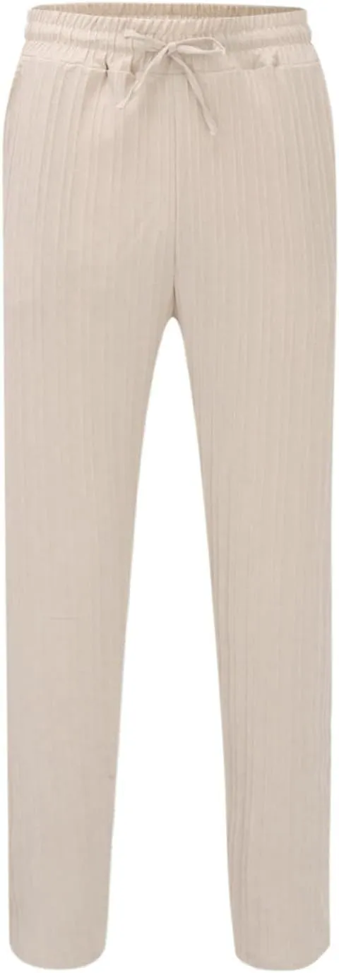 Mens Cotton Linen Pants Elastic Drawstring Waist Trouser Casual Loose Fit Yoga Beach Pants Striped Hip Hop Sports Pants