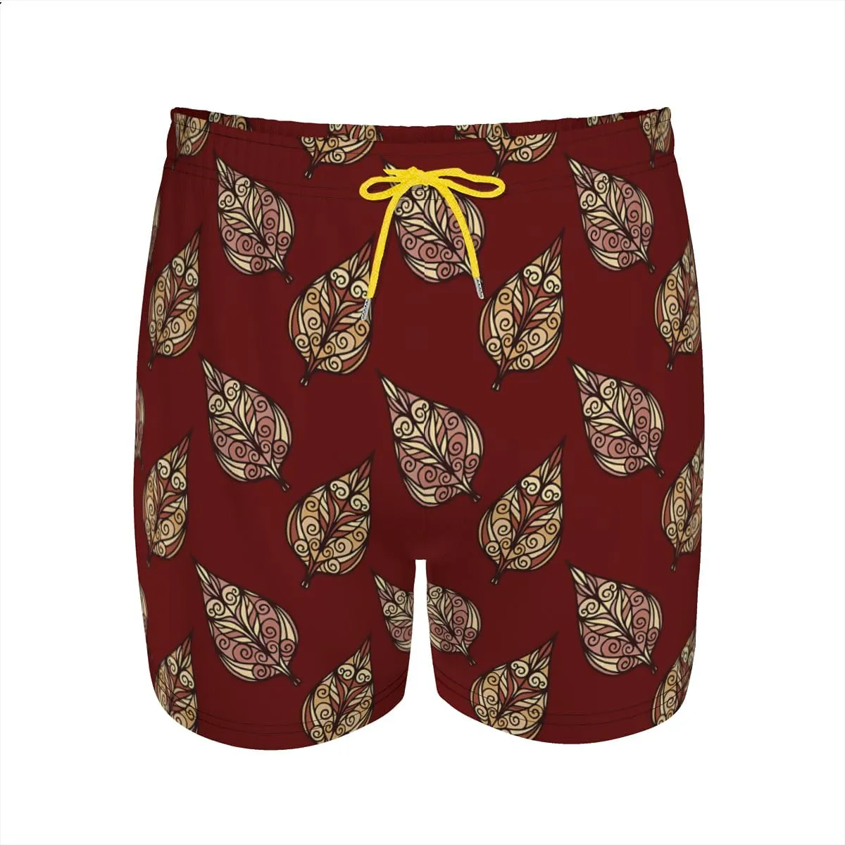 Men's Cruise Vacation Trunks Silk Tree Leaf Patterned Swim Trunks Travel-Friendly Quick-Packing Lightweight Easy