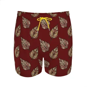 Men's Cruise Vacation Trunks Silk Tree Leaf Patterned Swim Trunks Travel-Friendly Quick-Packing Lightweight Easy