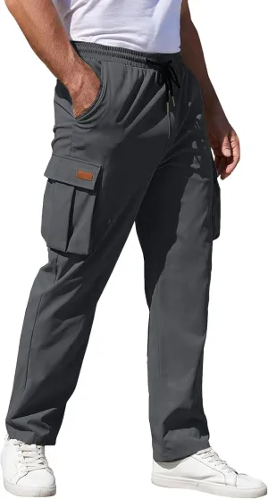 Mens Fashion Joggers Sweatpants Sports Pocket Trousers Beam Drawstring Men's Active Athletic Casual Tricot Sweatpants
