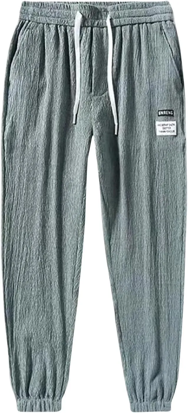 Men's Harem Drawstring Pants Japanese Casual Elastic Waist Baggy Trouser Hippie Yoga Pants with Pocket