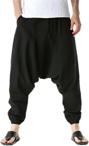 Men's Harem Large Pocket Elastic Trousers Casual Outdoor Party Pants Harem Pants Bloomers