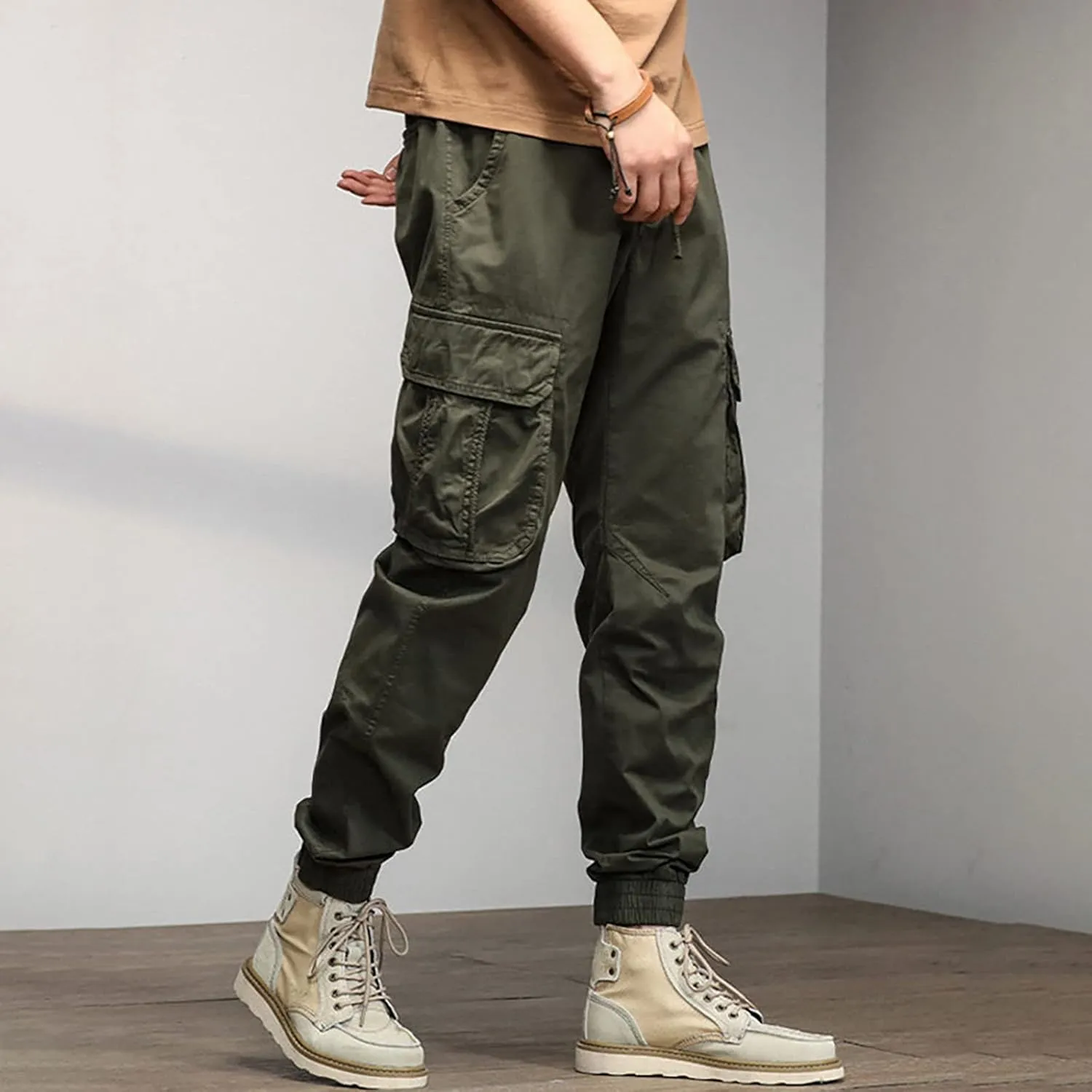 Men's Harem Pants Fashion Tactical Outdoor Active Workout Jogger Pants Drawstring Waist Hiking Work Pants Mens Cargos