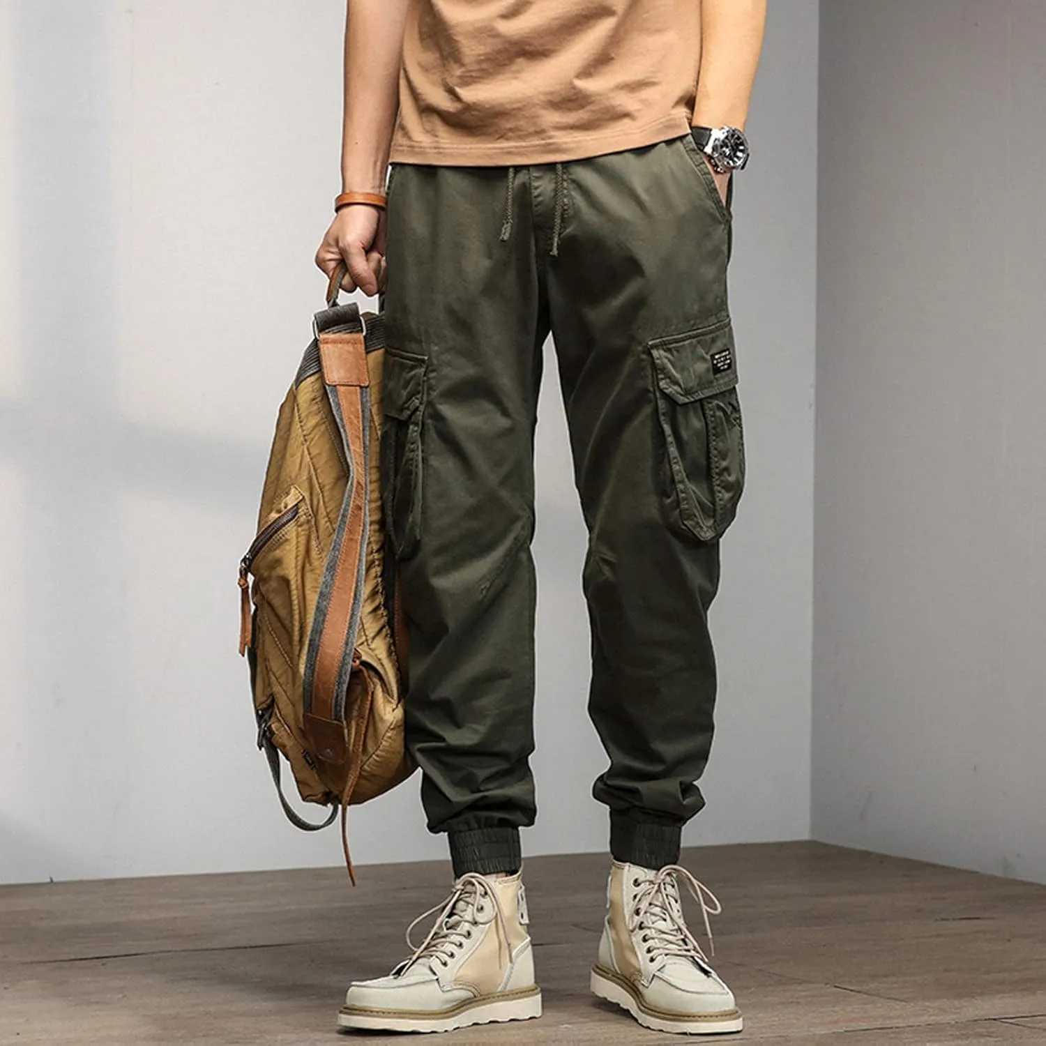 Men's Harem Pants Fashion Tactical Outdoor Active Workout Jogger Pants Drawstring Waist Hiking Work Pants Mens Cargos