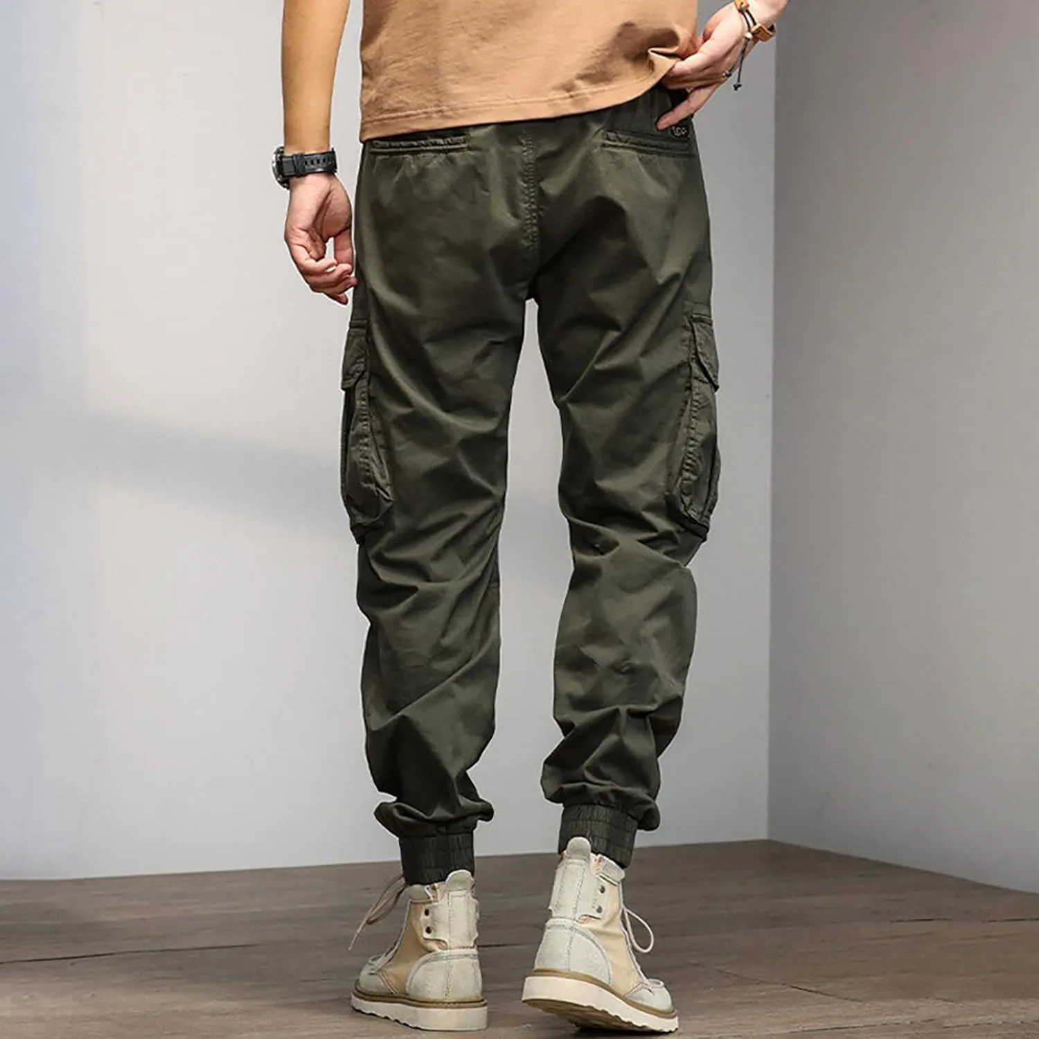 Men's Harem Pants Fashion Tactical Outdoor Active Workout Jogger Pants Drawstring Waist Hiking Work Pants Mens Cargos