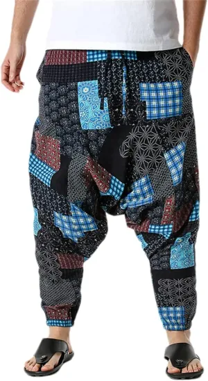 Men's Hippie Baggy Boho Yoga Harem Pants African Pattern Print Sweatpants Casual Hip Hop Pant