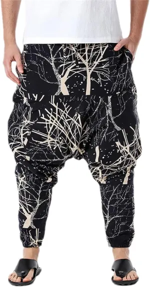Men's Hippie Baggy Boho Yoga Harem Pants African Pattern Print Sweatpants Casual Hip Hop Pant