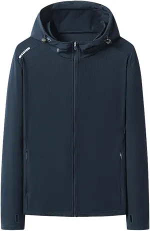 Men's Ice Silk UPF 50  Sun Protection Hoodie Lightweight Long sleeve Shirt Quick-dry Cooling Zipper Shirts Fishing Golf