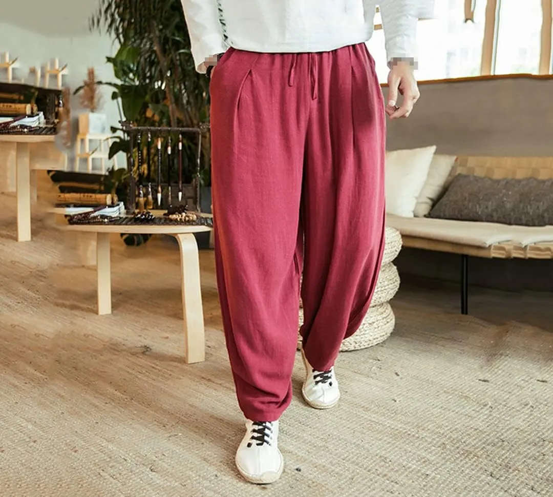 Men's Joggers Sweatpants Harem Pants Harajuku Style Ankle-Length Trousers Wide Leg Pants