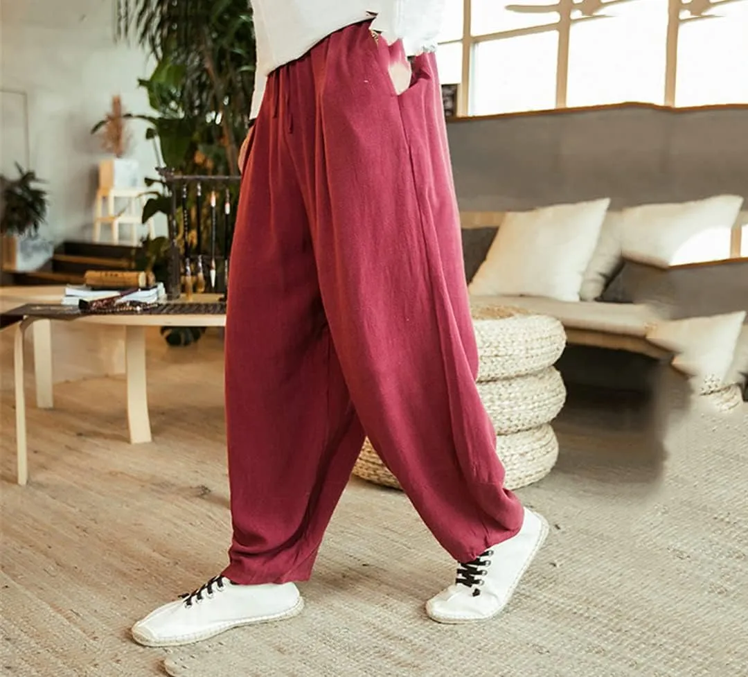 Men's Joggers Sweatpants Harem Pants Harajuku Style Ankle-Length Trousers Wide Leg Pants