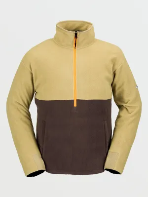 Mens Polar Fleece Mock 1/2 Zip Pullover - Dark Khaki