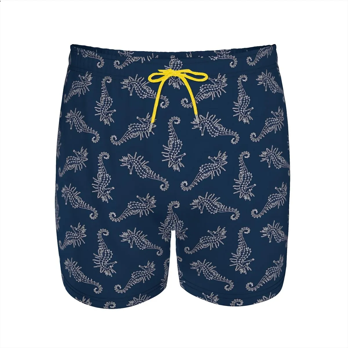 Men's Travel-Friendly Water Shorts Sea Horse Patterned Swim Trunks Vacation Travel Outdoor Sports Fitness