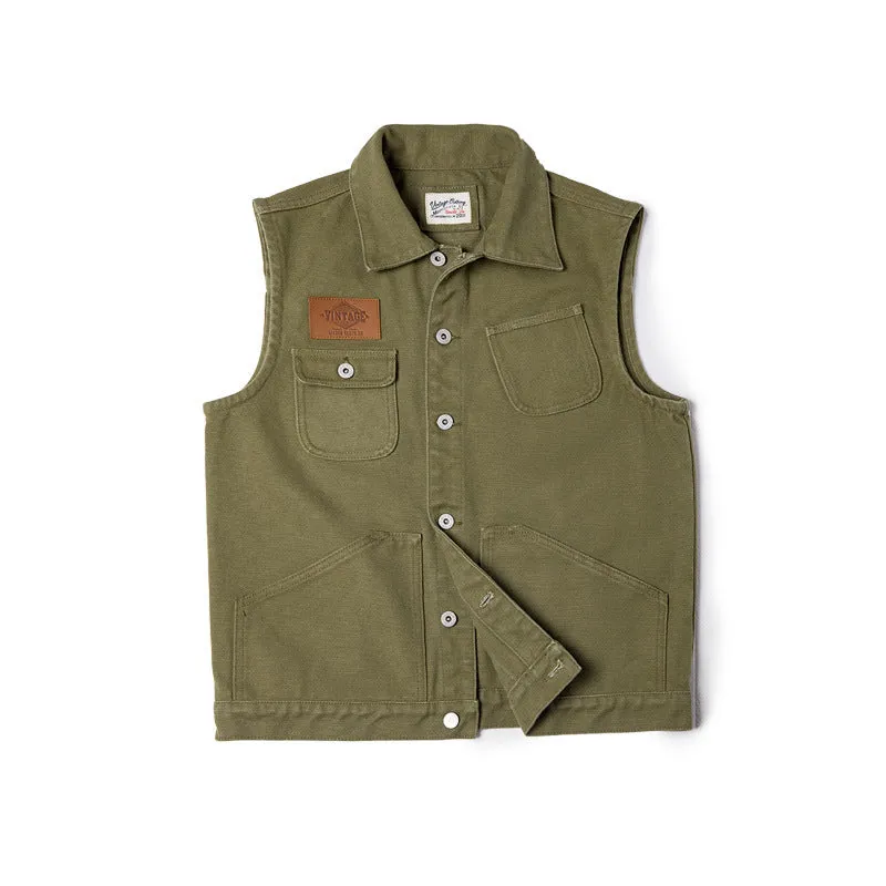 Men's Vintage Slim Single Breasted Multi-pocket Hunting Wool Vest