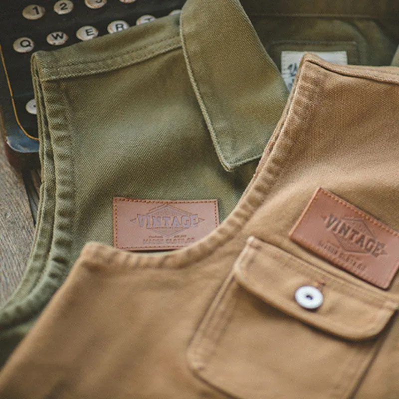 Men's Vintage Slim Single Breasted Multi-pocket Hunting Wool Vest