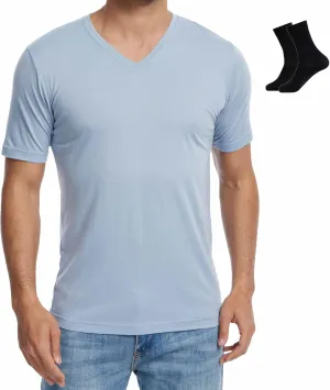 MERINNOVATION Mens Merino Wool V Neck T-Shirt Wicking Merino Wool Undershirt Lightweight Base Layer Hiking Travel
