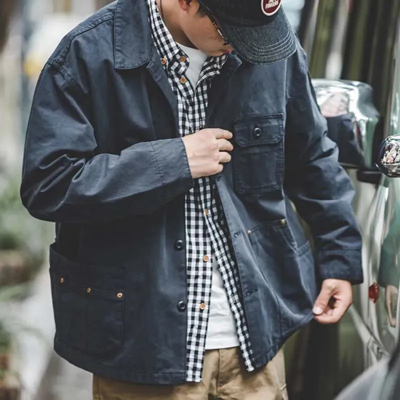 Navy Overize Utility Jacket  Classic Button-Up