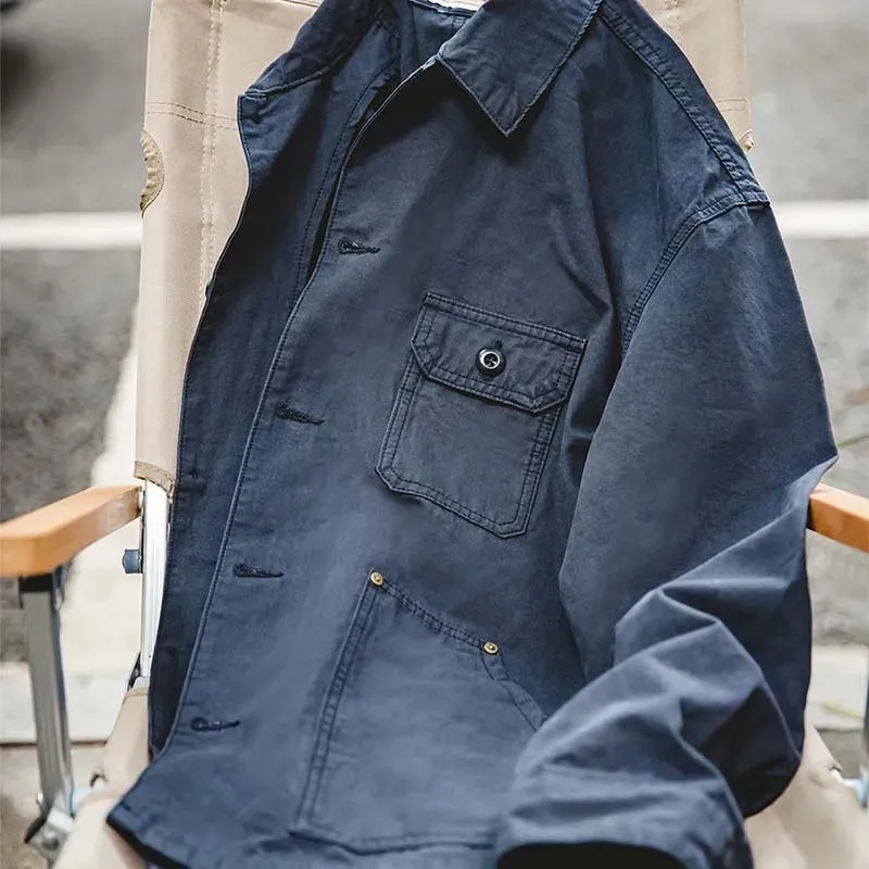Navy Overize Utility Jacket  Classic Button-Up