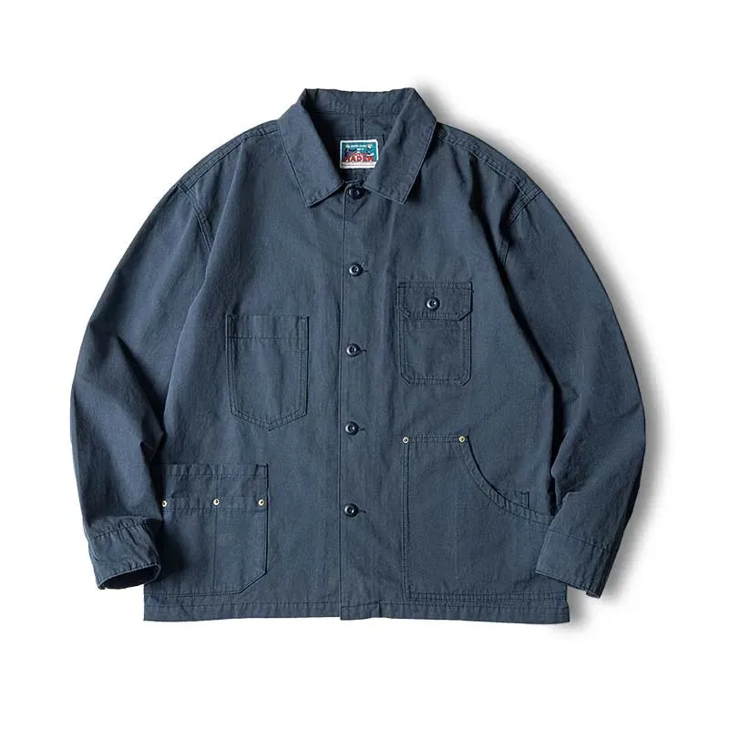 Navy Overize Utility Jacket  Classic Button-Up