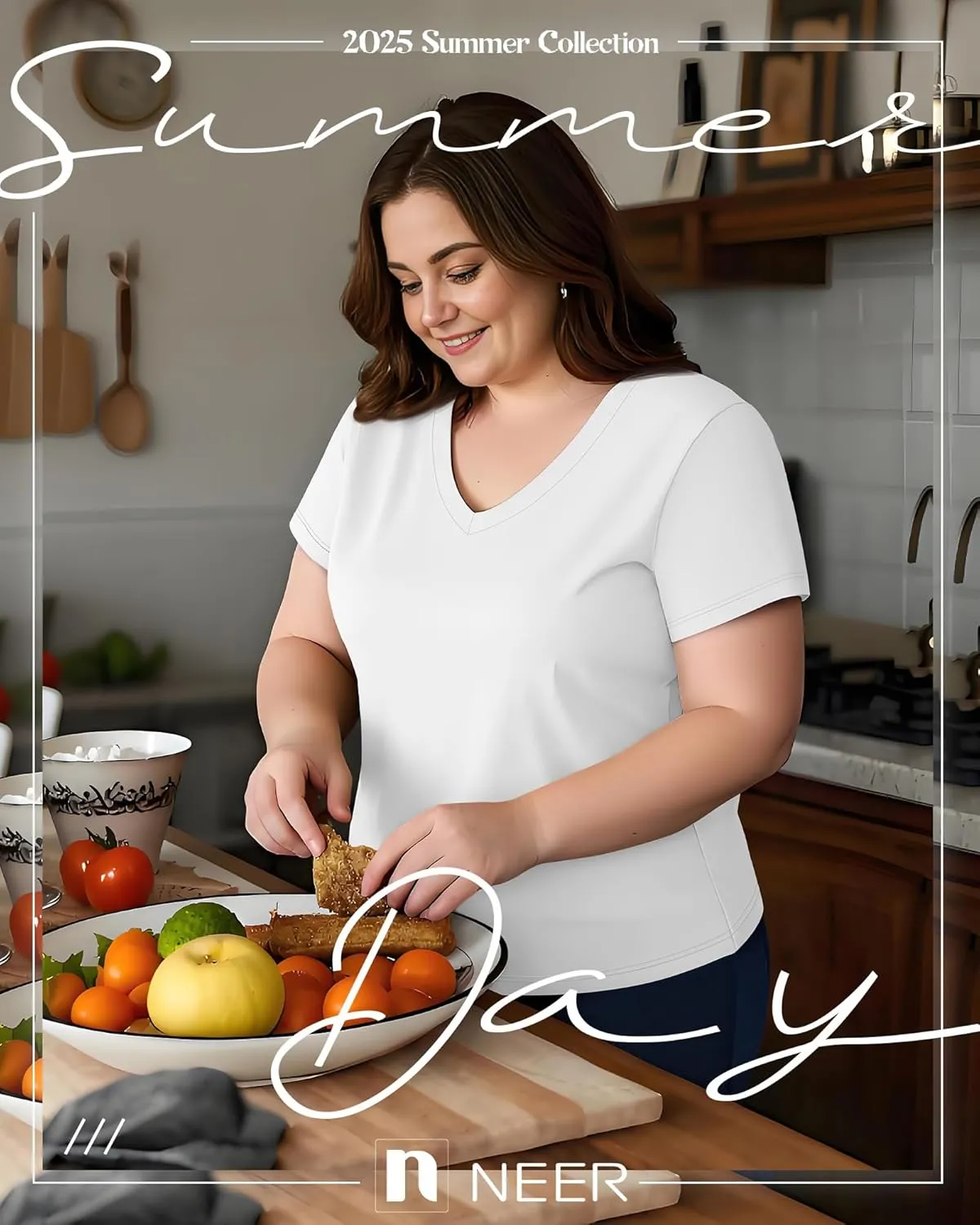 Neer 3 Pack Women's Plus Size T Shirts Short Sleeve V Neck Tops Solid Flat Hem Basic Loose Causal Tees