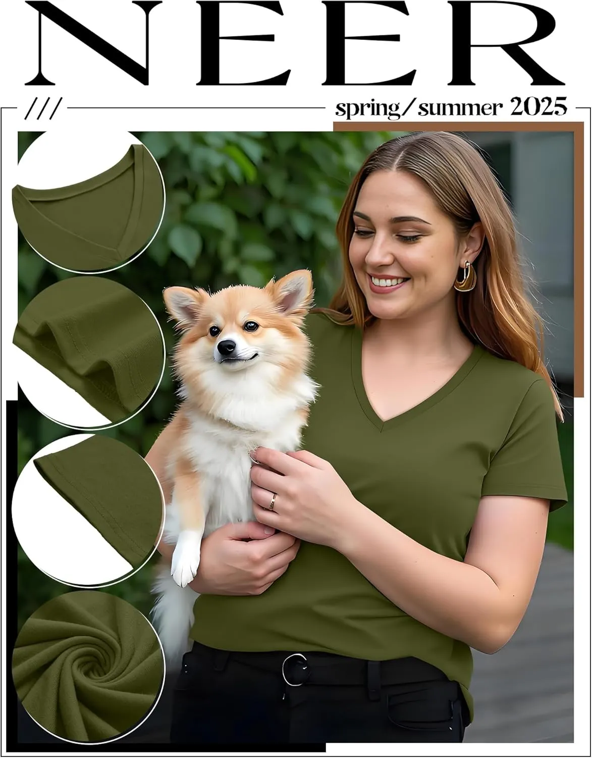 Neer 3 Pack Women's Plus Size T Shirts Short Sleeve V Neck Tops Solid Flat Hem Basic Loose Causal Tees