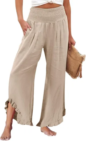 Pants for Women, Straight Leg Pants Wide High Waisted Summer Casual Baggy