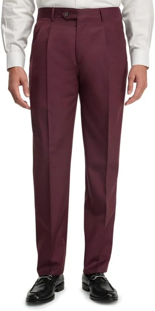 Paul Fredrick Men's Wool Gabardine Pleated Pants