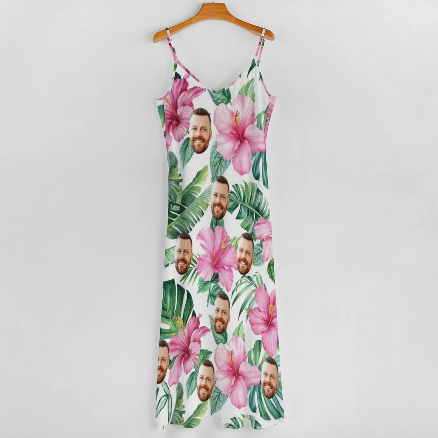 Personalized Women Summer Dresses Custom Faces Funny Sundress Hawaiian Dress Casual Beach Swing Dress with Pockets