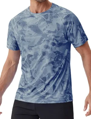 PINSPARK Men's Rash Guard Swim Shirt UPF50  Sun Protection Quick Dry Athletic Water Shirts for Men Surf Hiking