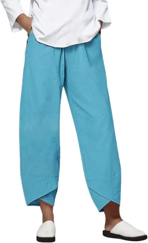 Plus Size Linen Pants for Women Pull On Drawstring Comfy Casual Summer Baggy Flowy Lounge Cropped Trousers with Pockets