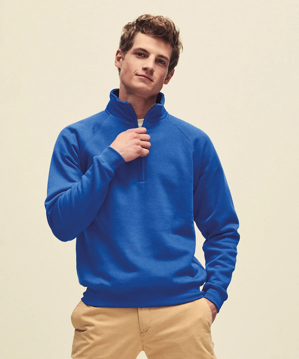 Premium 70/30 zip-neck sweatshirt | Deep Navy