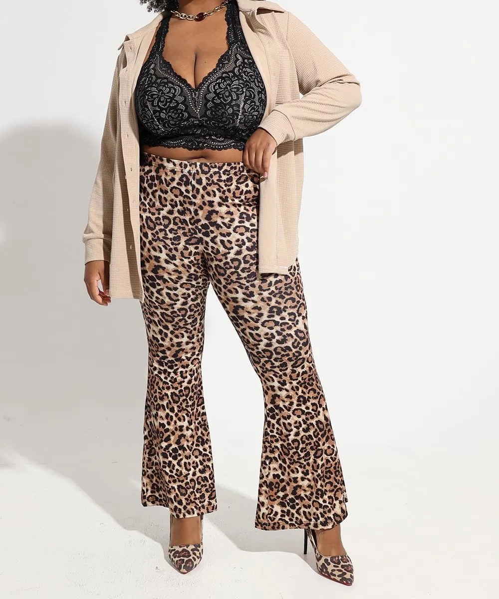 RITERA Plus Size Pants for Women Long Flared Pants Oversized Boot Cut Leggings Tummy Control Bell-Bottoms Basic Tight