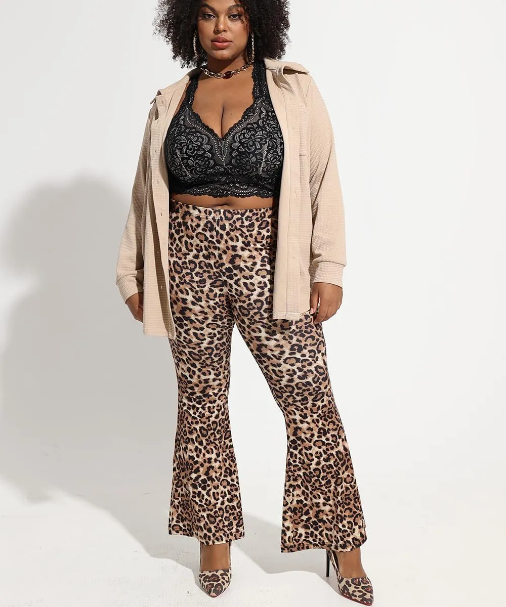 RITERA Plus Size Pants for Women Long Flared Pants Oversized Boot Cut Leggings Tummy Control Bell-Bottoms Basic Tight