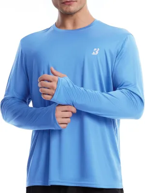 Roadbox Men's UPF 50  UV Sun Protection Shirts, SPF Long Sleeve Lightweight Water Swim Rash Guard for Fishing Running Hiking