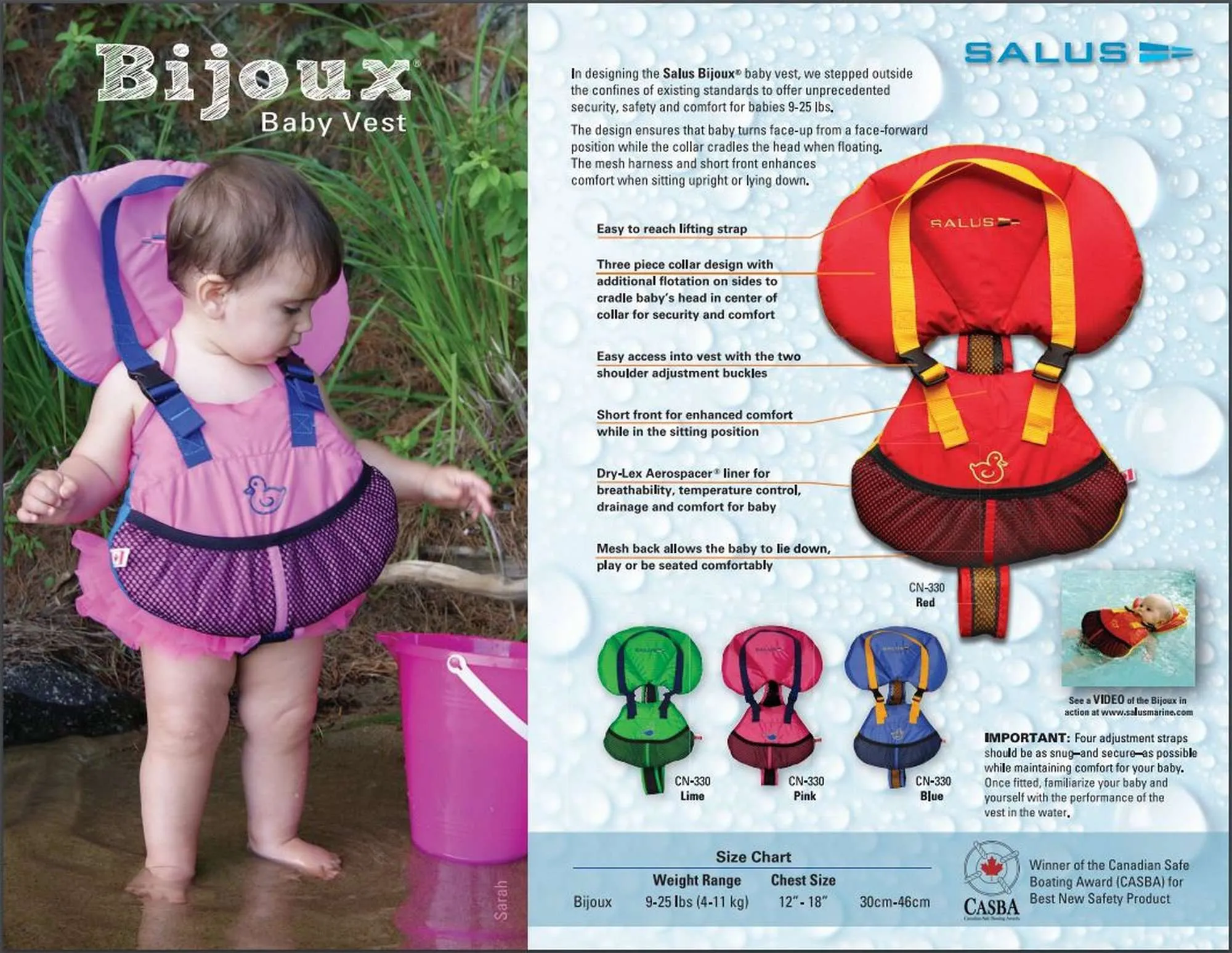 SALUS Bijoux Baby Vest 9-25 lbs - Lime