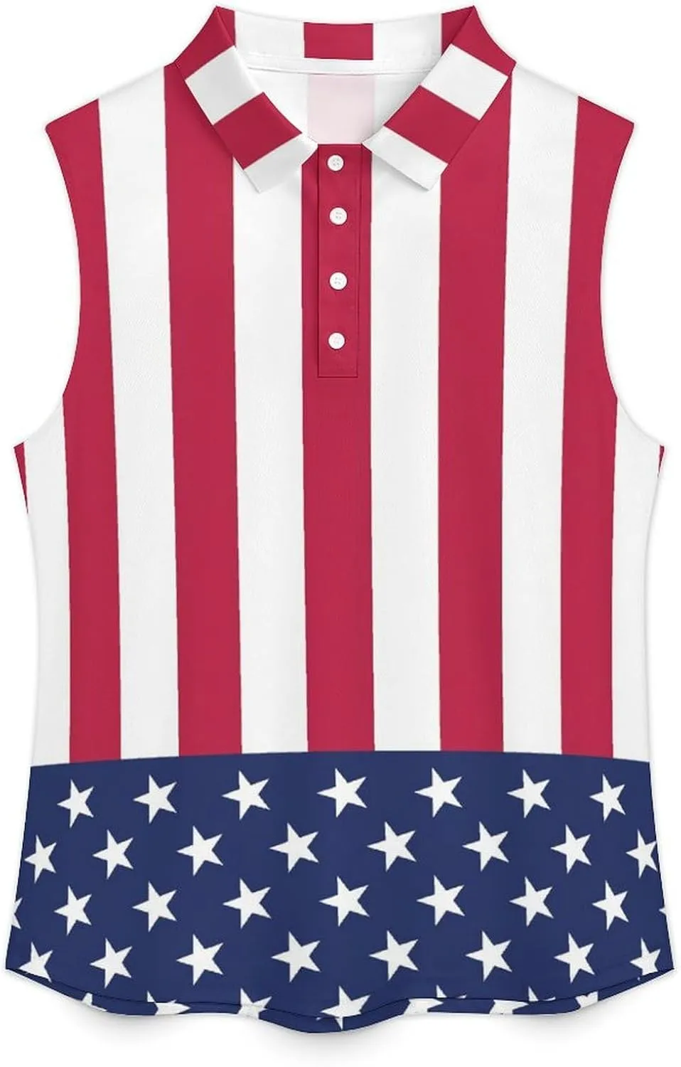 Sleeveless Shirts for Women American Flag V Neck Shirt Casual PO-LO Tank Top Pullover Quick Dry with Designs