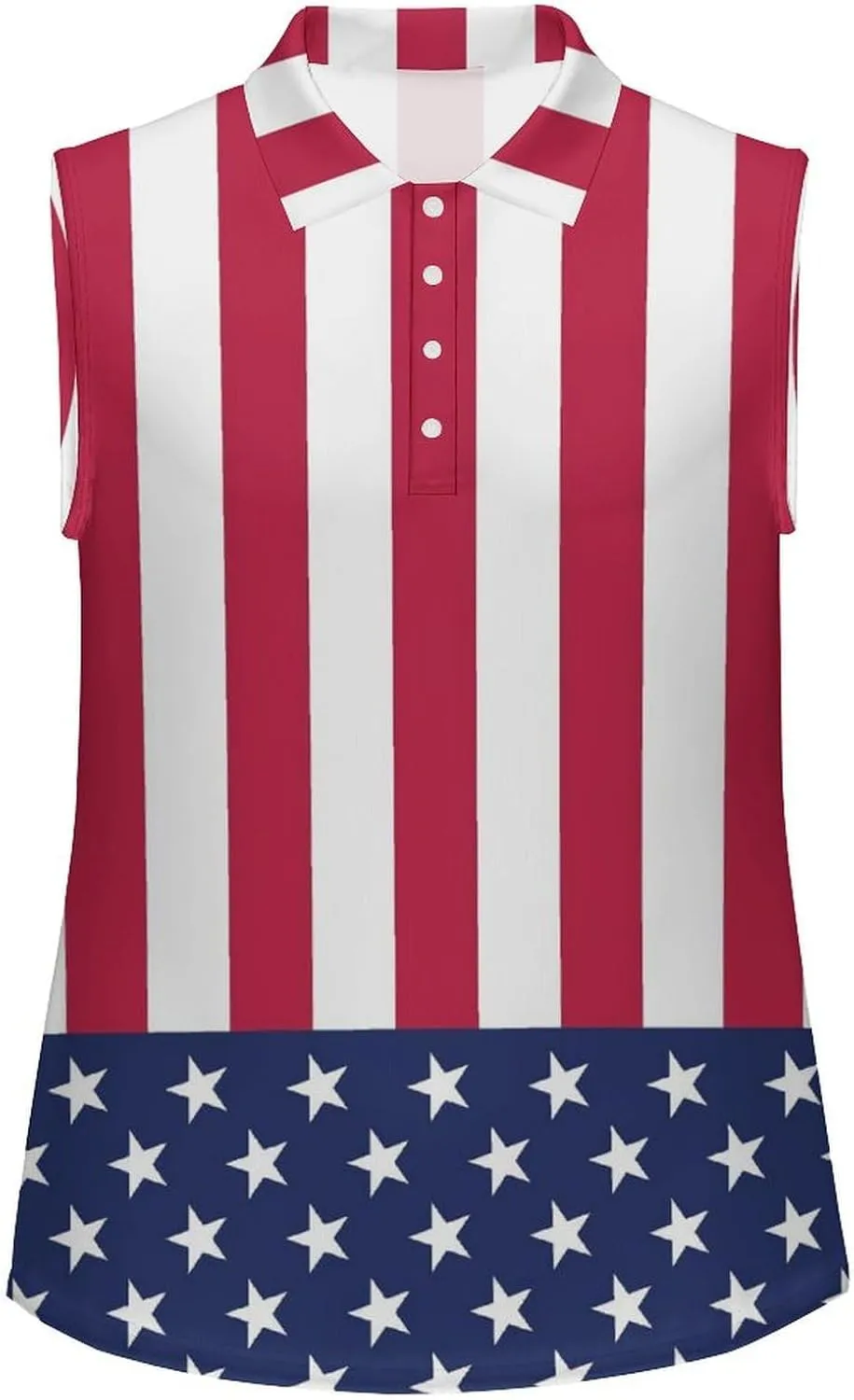 Sleeveless Shirts for Women American Flag V Neck Shirt Casual PO-LO Tank Top Pullover Quick Dry with Designs