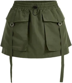 Solid Pocket Skort Fall Womens Short Pants