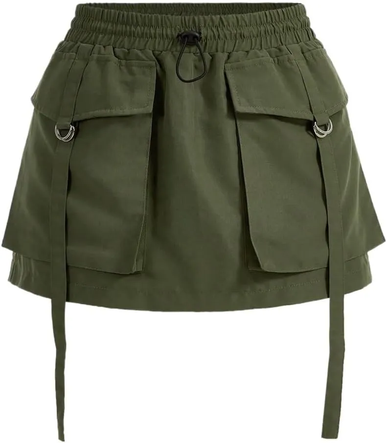 Solid Pocket Skort Fall Womens Short Pants