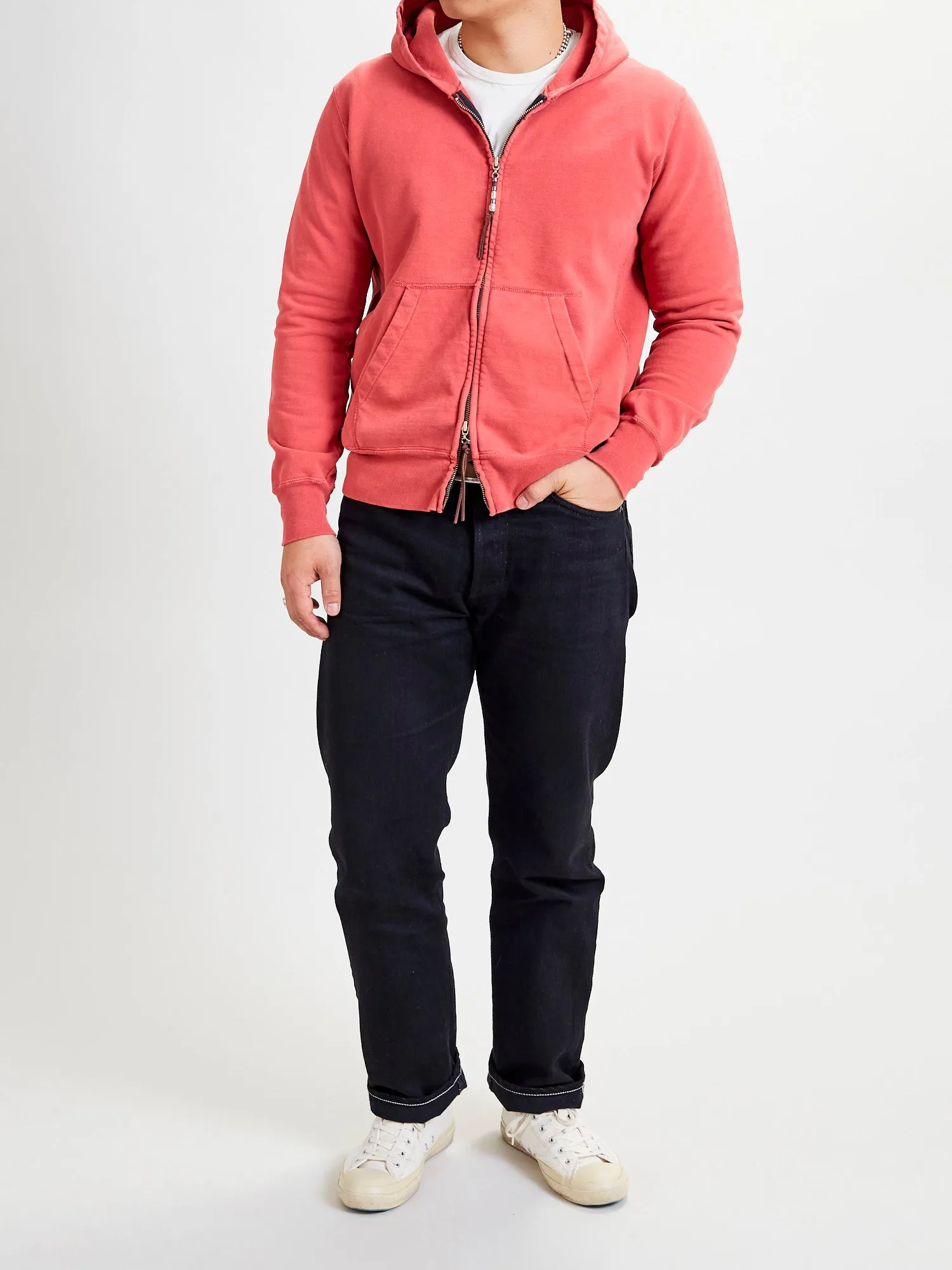 Special Finish Zip Hoodie in Red