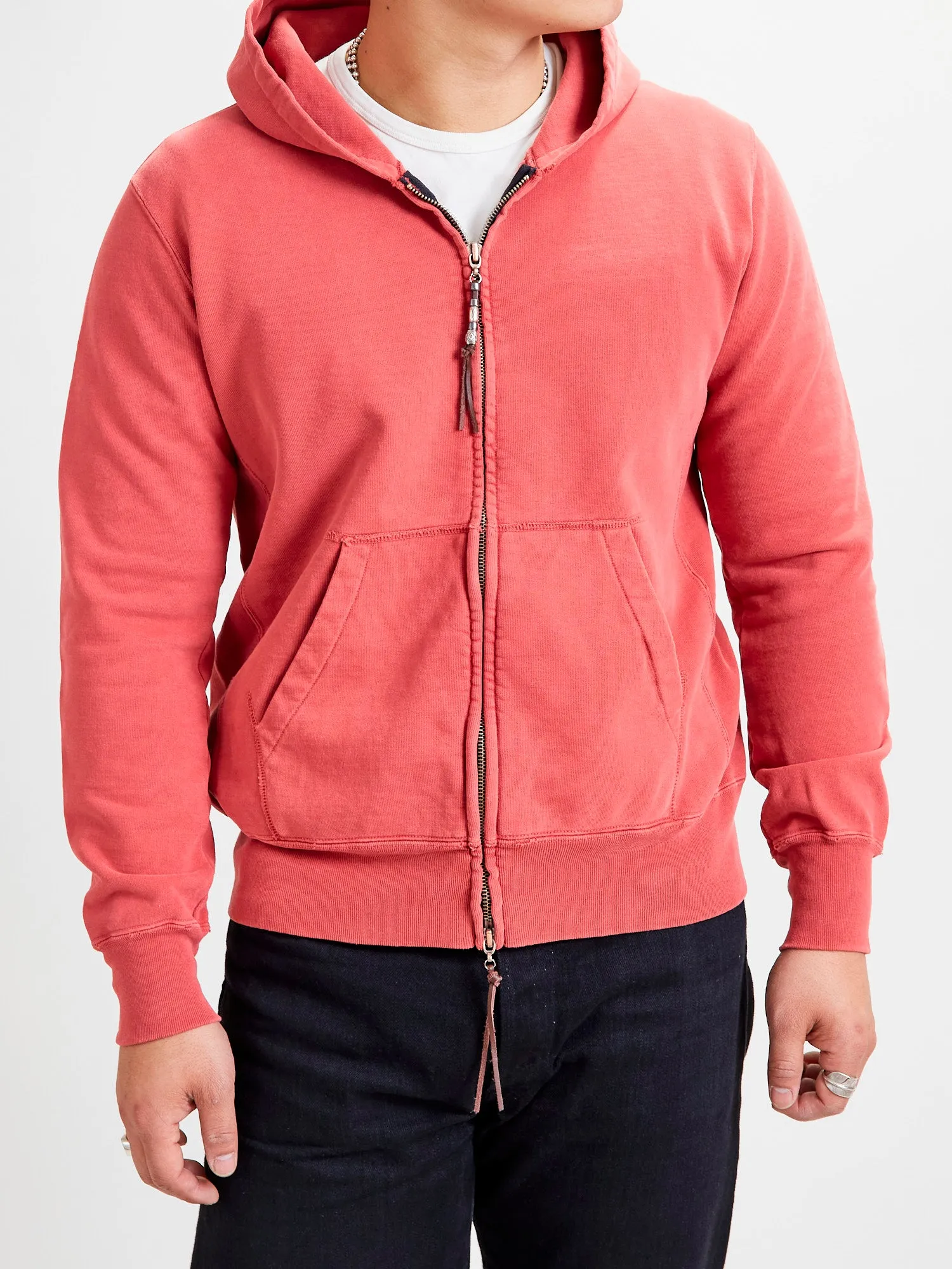 Special Finish Zip Hoodie in Red