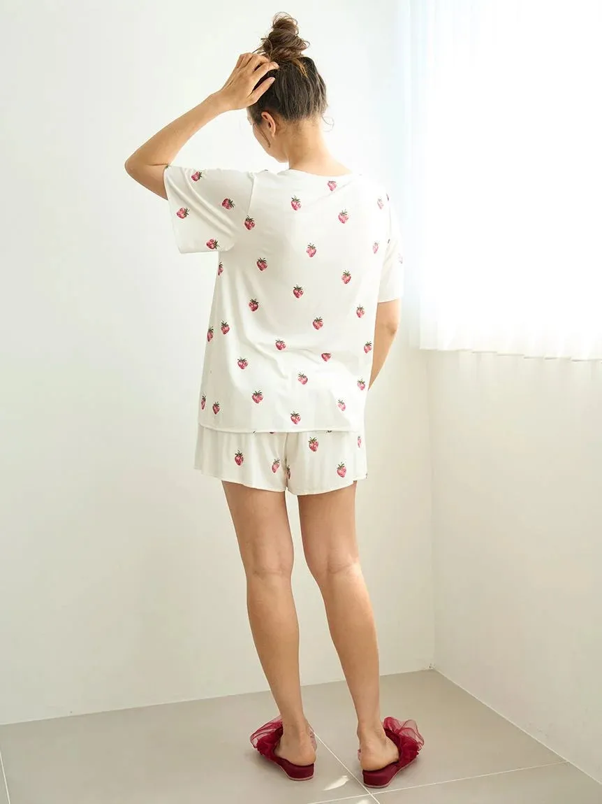 Strawberry Print Short Sleeve Shirts