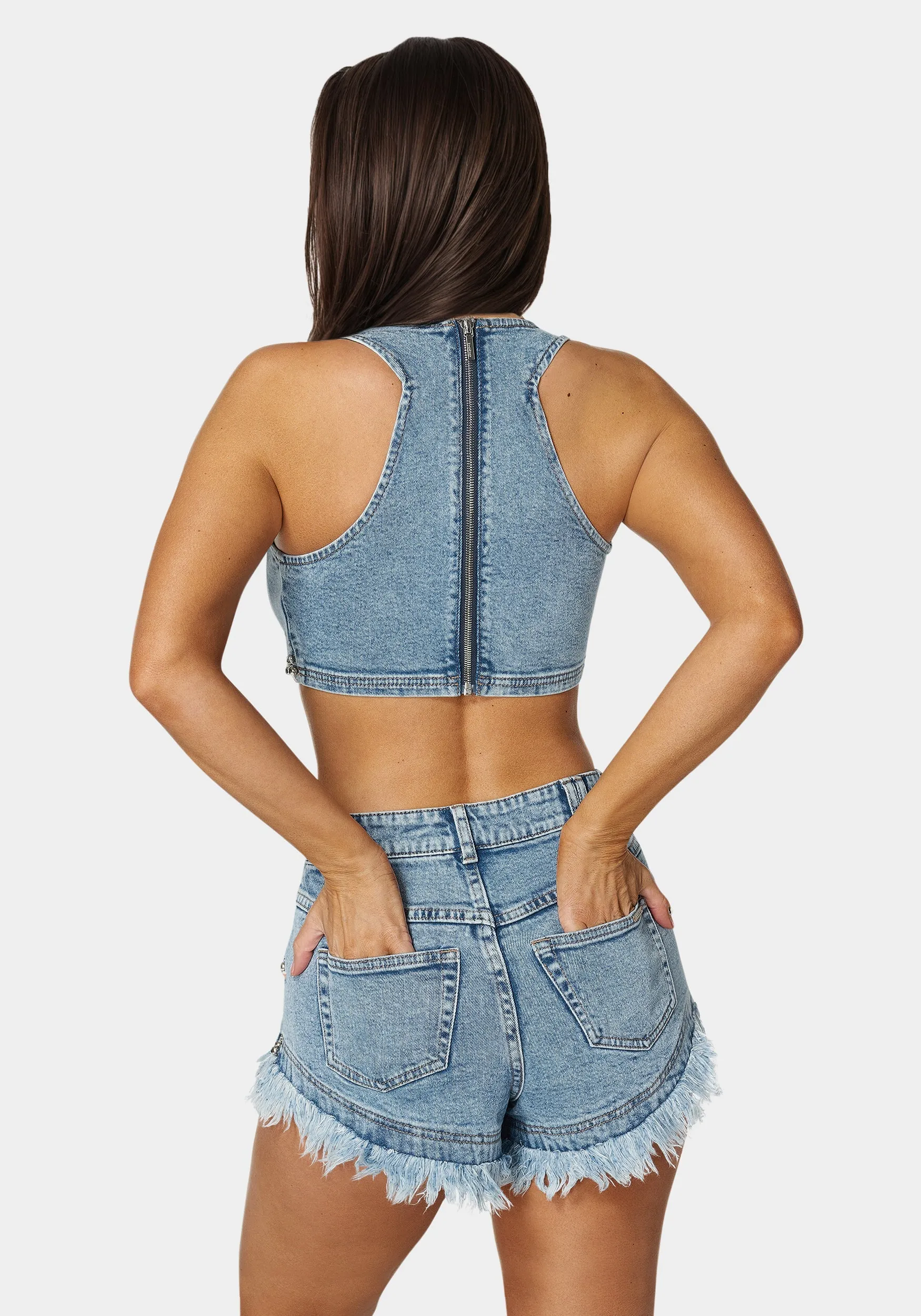 Studded Denim Top