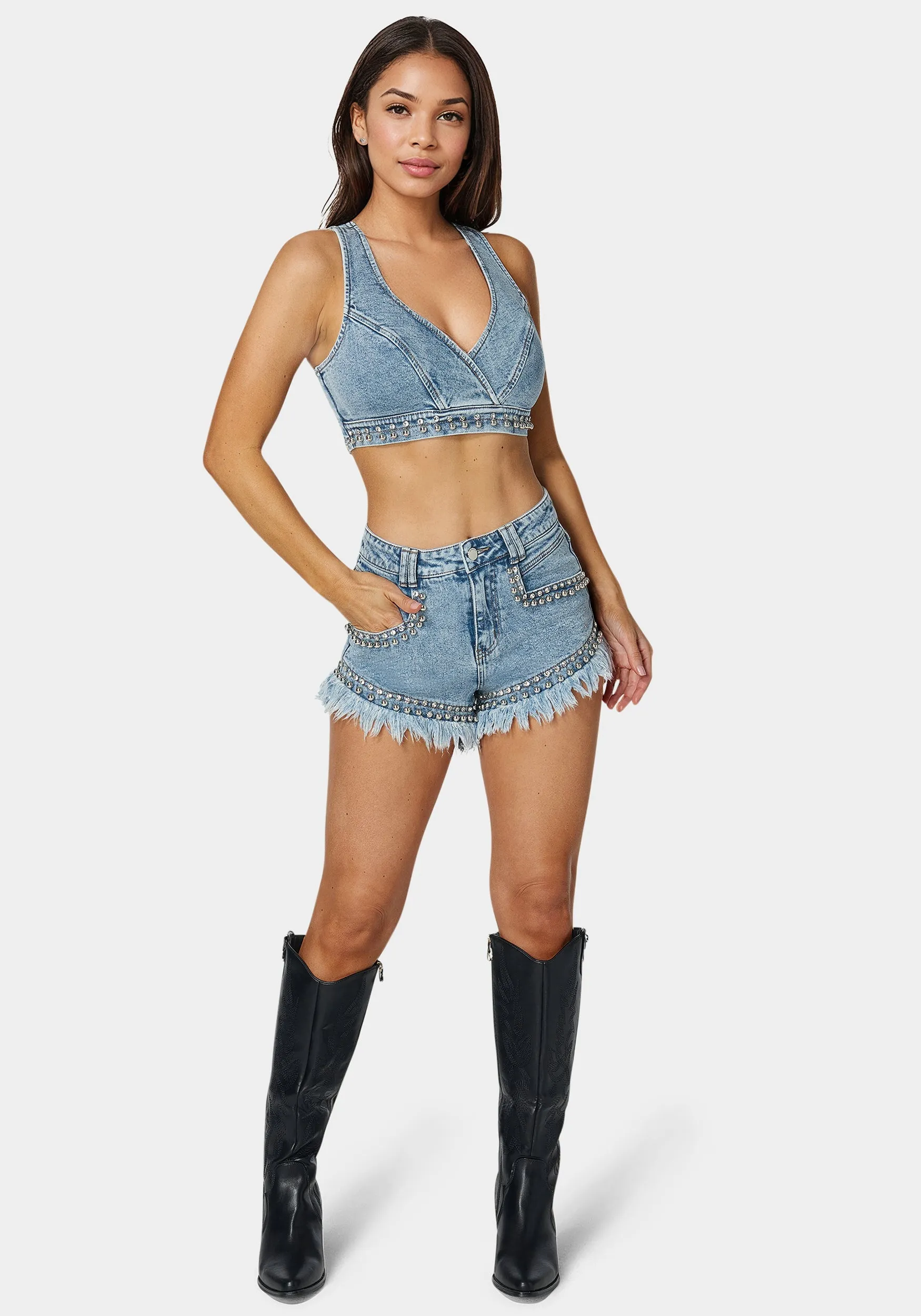 Studded Denim Top