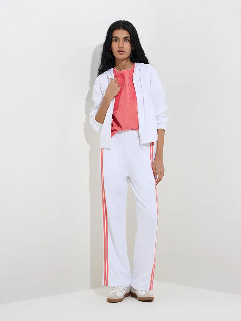 Studiofit White Ribbed Cotton-Blend Jacket