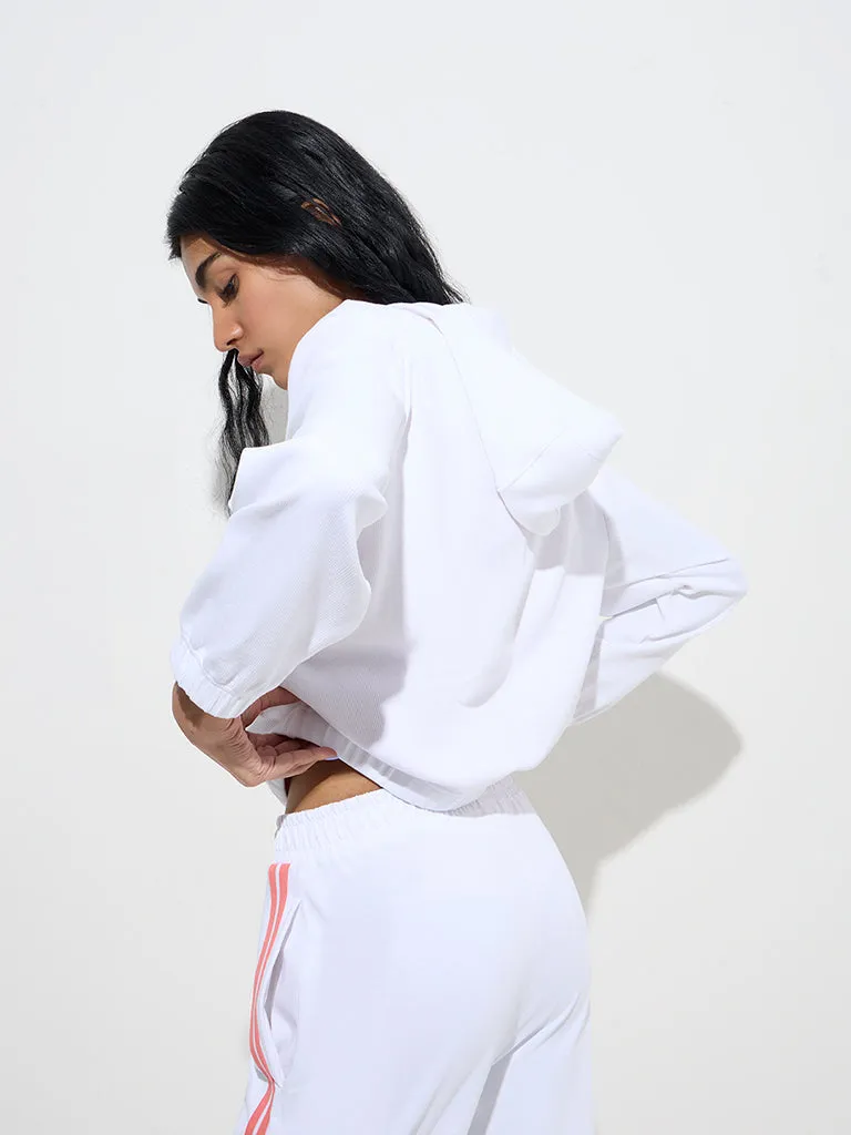 Studiofit White Ribbed Cotton-Blend Jacket