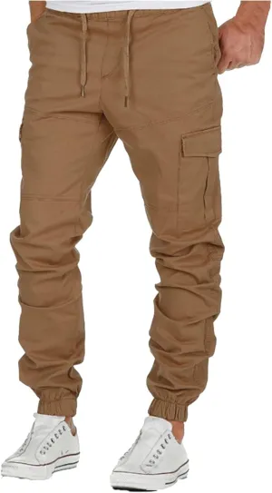SUWBMHWE Mens Cargo Pants Muti-Pockets Jogger Work Chino Slim Fit Casual Pants Hiking Work Sweatpants